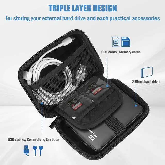 Alt view image 3 of 7 - External Hard Drive Travel Case for 2.5" HDD/SSD -Black