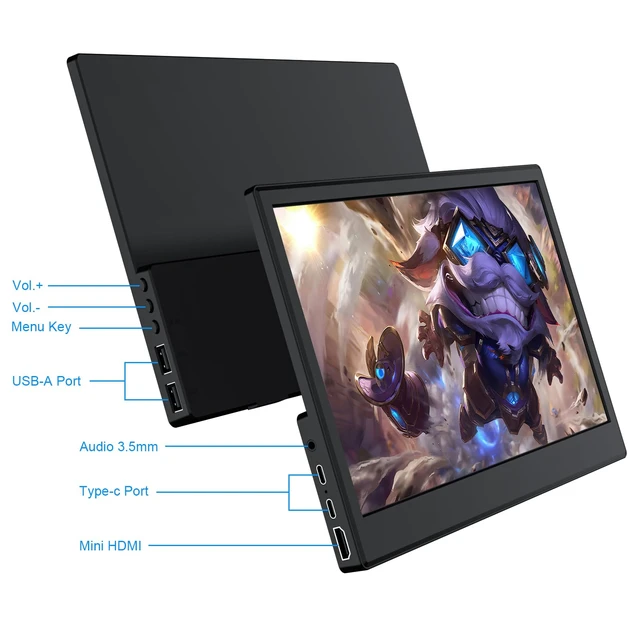 Alt view image 2 of 7 - 11.6 Inch Portable Monitor,Small Monitor,Display with Built-in Stand, Ultra-Slim Travel Screen for Laptop PC Mac Phone PS4 Xbox Switch, External Second Monitor for Home Office