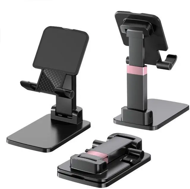 Alt view image 6 of 6 - Phone Stand for Desk Cellphone Holder Height Angle Adjustable Stands, Anti-Slip Base, Compact Design for iPhone Android Devices,Black,1Pack