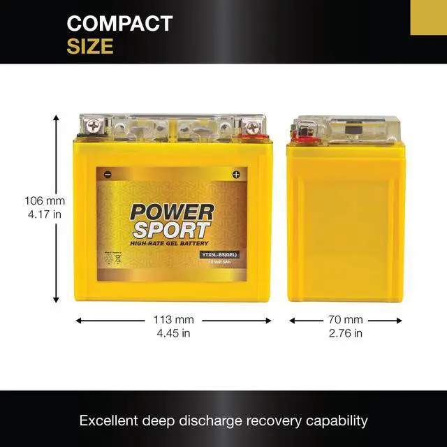 Alt view image 2 of 7 - YTX5L-BS Gel Battery 12V 5Ah 130 CCA Powersport Motorcycle Battery for Skyhawk, Predator, Sportsman, Raptor, X5L / FA-YTX5L / GTX5L-BS Applications, Sealed Gel Technology Atv Batteries
