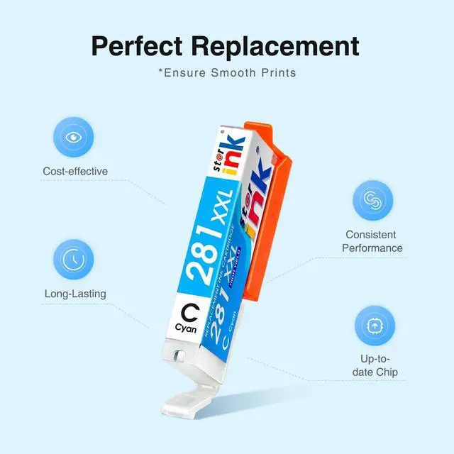 Alt view image 3 of 7 - PGI-280XXL/CLI-281XXXL Replacement for Canon 280 281 Ink Cartridges Compatible with Canon TR8620a Ink Cartridges TR8520 Ink TR8620 TR7520 TS6320 TS6120 TS9120 TS8500 TR8600 TS9521C-5Pack