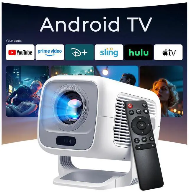 Main image of Native 1080P Smart Mini Projector with WiFi 6 Bluetooth 5.4, Full HD 4K Support Auto Focus&Keystone,Built-in Apps Android TV OS,Stereo Speakers,Portable Movie Projector for iPhone Home Outdoor WEMI X3