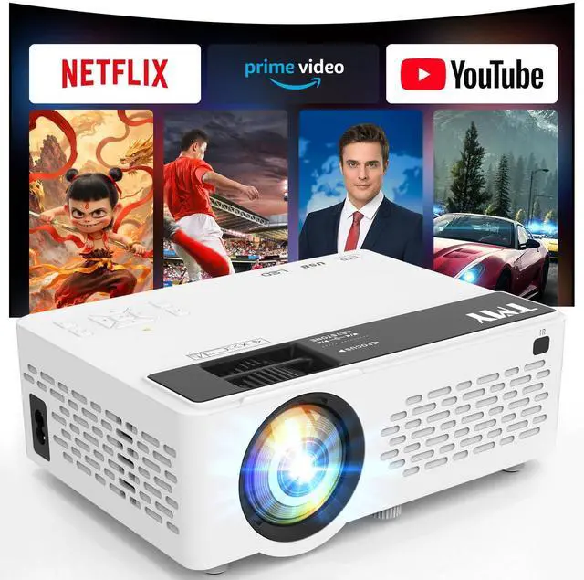 Main image of 1080P Full HD Portable Mini Projector, Bluetooth Movie Projector, Compatible with TV Stick/Smartphone/PC/Game Console/HDMI/USB, Indoor & Outdoor Use, Built in Netflix app