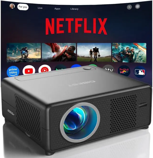 Main image of Mini Projector with WiFi and Bluetooth, Compatible with Netflix/YouTube/PrimeVideo, Electric Focus & Keystone, Short Throw Full HD 1080P Video Projector, Portable Outdoor/Indoor Use