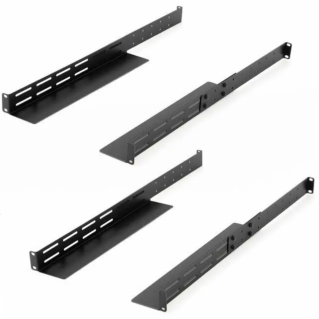 Main image of 2 Set 1U Rack Mount Rails Universal 4 Post Server Rack Rail Shelf 16-29 Inch Adjustable Depth 120-44 lb Capacity for 1U Server Shelf Computer Cabinets Network Equipment IT Accessories