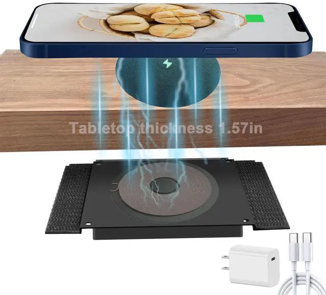 Main image of Magnetic Invisible Wireless Charger 40MM,Furniture Under Table Wireless Charger 15W