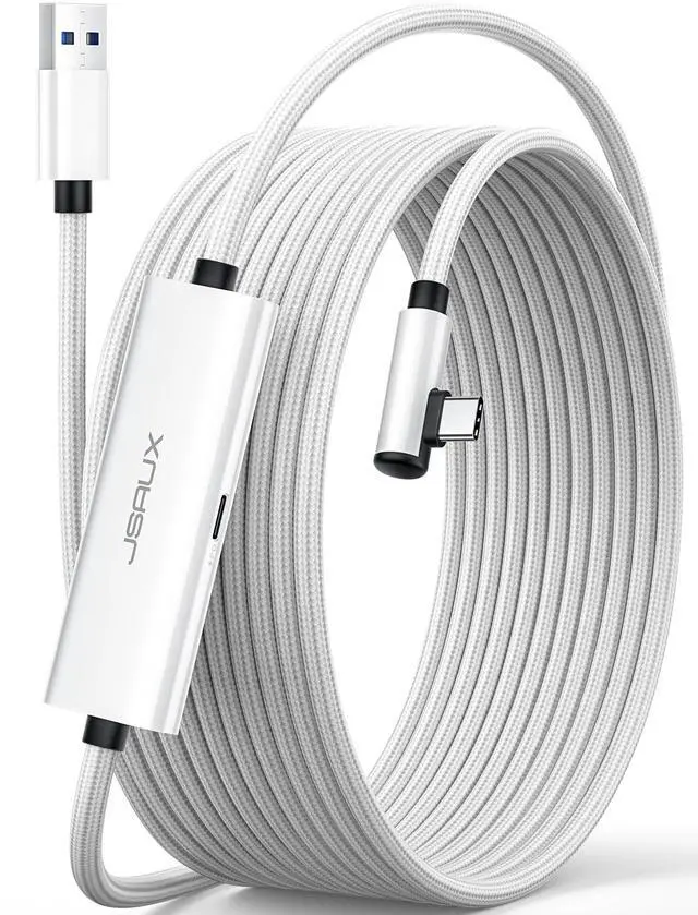 Main image of Link Cable with 18W Charging 16ft, Compatible with Oculus Meta Quest 3S/ 3/ 2/ Pro and Pico 4, PC VR, Steam VR Accessories, 2-in-1 High Speed 5Gbs USB3.0 to USB C Data Cord for VR Headset