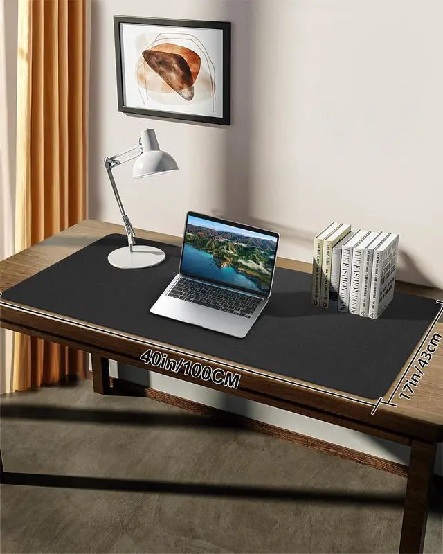 Alt view image 6 of 6 - Leather Desk Pad Protector, Office Desk Mat, Large Mouse Pad, Non-Slip PU Leather Desk Blotter, Laptop Desk Pad Desk Accessories for Office and Home (Black, 40" x 17")