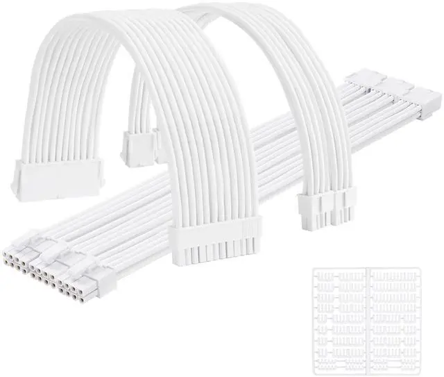 Main image of Sleeve Extension Power Supply Cable Kit 18AWG ATX 24P+ (2) EPS 8-P+(3) PCI-E8-P with Combs for PSU to Motherboard/GPU