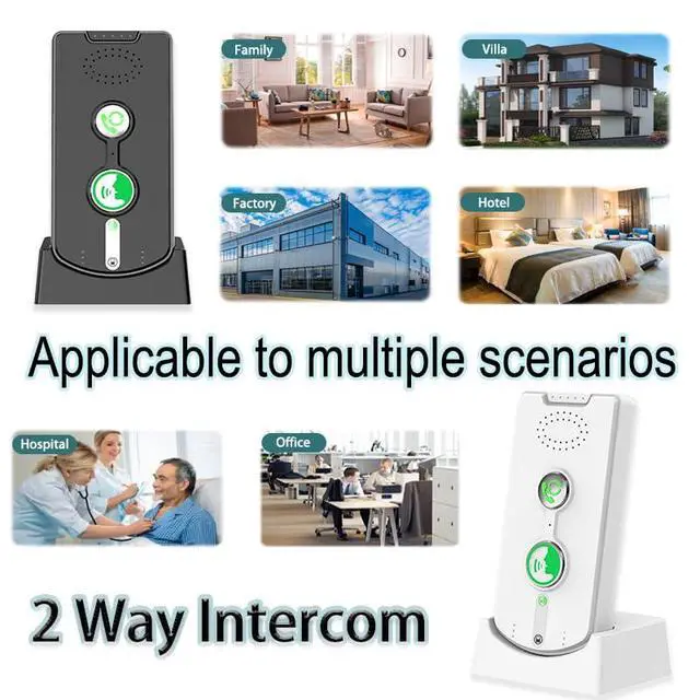 Alt view image 2 of 7 - 2 Way Voice Intercom,Wireless Intercom System Elderly,Long Range,Push to Talk,Home Security,Indoor Outdoor System,Fit for Home Hospital Office