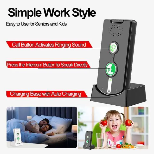 Alt view image 3 of 7 - 2 Way Voice Intercom,Wireless Intercom System Elderly,Long Range,Push to Talk,Home Security,Indoor Outdoor System,Fit for Home Hospital Office