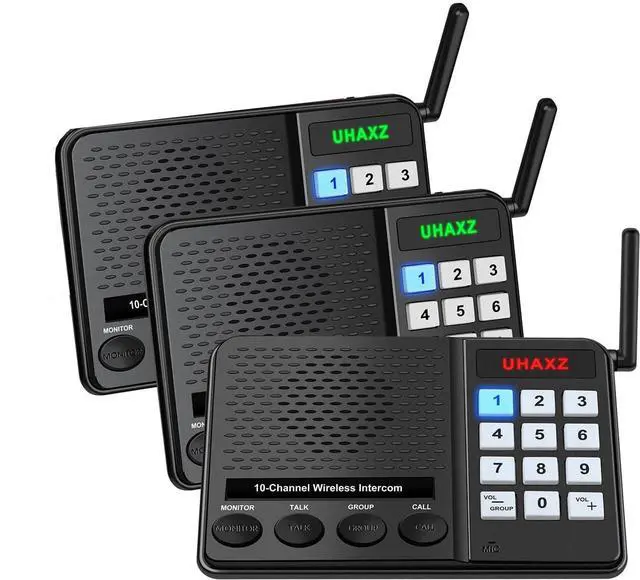 Main image of Intercoms Wireless for Home, Long Range Intercom 6000ft, 10 Channel Home Intercom System with Group Call, Clear Sound, Room to Room Intercoms, House Intercom System for Business(3 Packs)