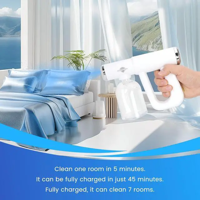 Alt view image 5 of 7 - Disinfectant fogger, K12 Blue Ray Disinfectant Fogger Machine, ULV Nano Sanitizer Gun, Cordless Rechargeable Handheld Sanitizing Sprayer, Electrostatic Portable Sprayerf for Home, Office or Travel