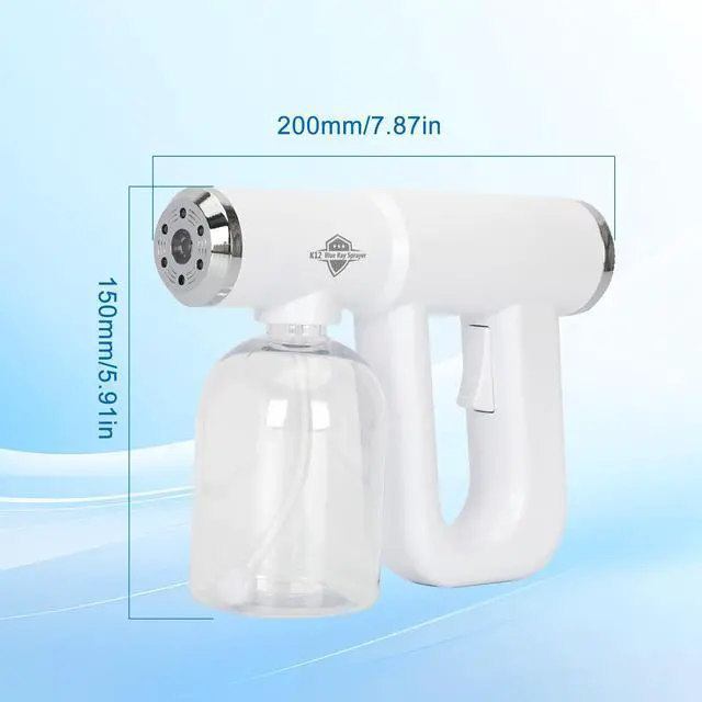 Alt view image 7 of 7 - Disinfectant fogger, K12 Blue Ray Disinfectant Fogger Machine, ULV Nano Sanitizer Gun, Cordless Rechargeable Handheld Sanitizing Sprayer, Electrostatic Portable Sprayerf for Home, Office or Travel