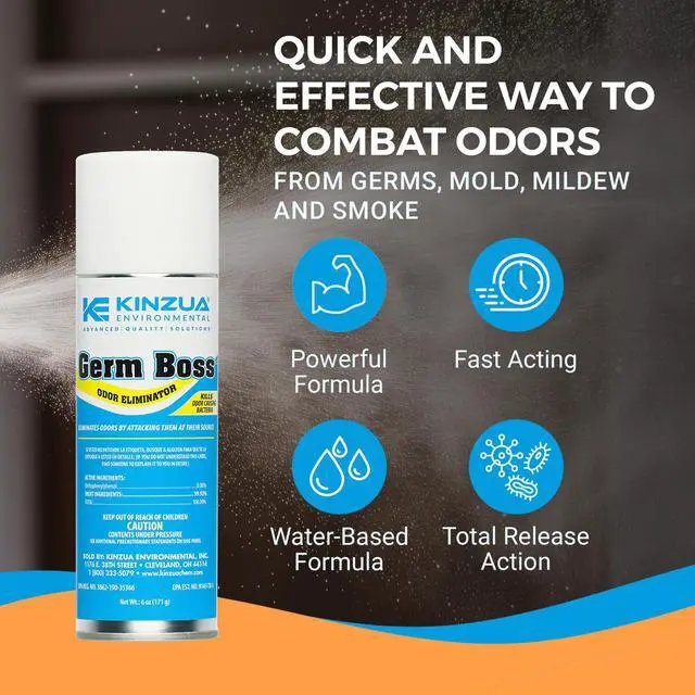 Alt view image 4 of 6 - Germ Boss Strong Odor Eliminator, Fast-Acting Cleaning & Deodorizing Fogger, Mold Bomb Fogger for Smell Control with Fresh Scent, Covers Up to 1,000 cu ft, 6 oz