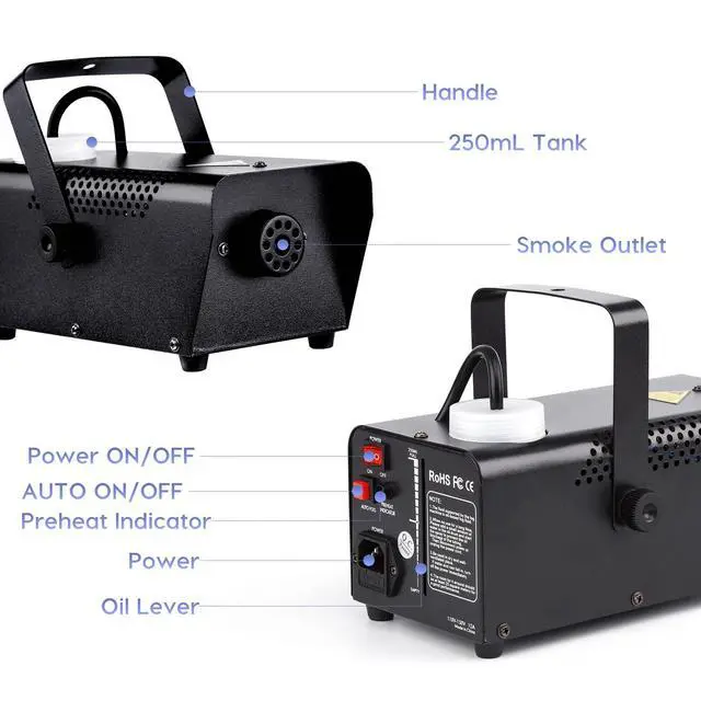 Alt view image 4 of 7 - Fog Machine Mini 500W Smoke Machine with Auto Mode and Wireless Remote Control Portable Fogger for Outdoor, Parties, Stage Effect, Indoor, Disco, Halloween, Disinfection or Weddings 2500CFM|FM-3