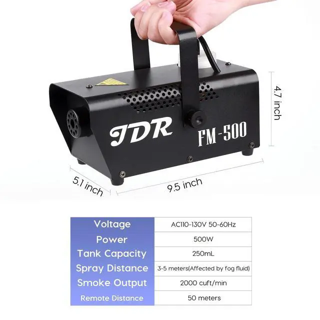 Alt view image 7 of 7 - Fog Machine Mini 500W Smoke Machine with Auto Mode and Wireless Remote Control Portable Fogger for Outdoor, Parties, Stage Effect, Indoor, Disco, Halloween, Disinfection or Weddings 2500CFM|FM-3