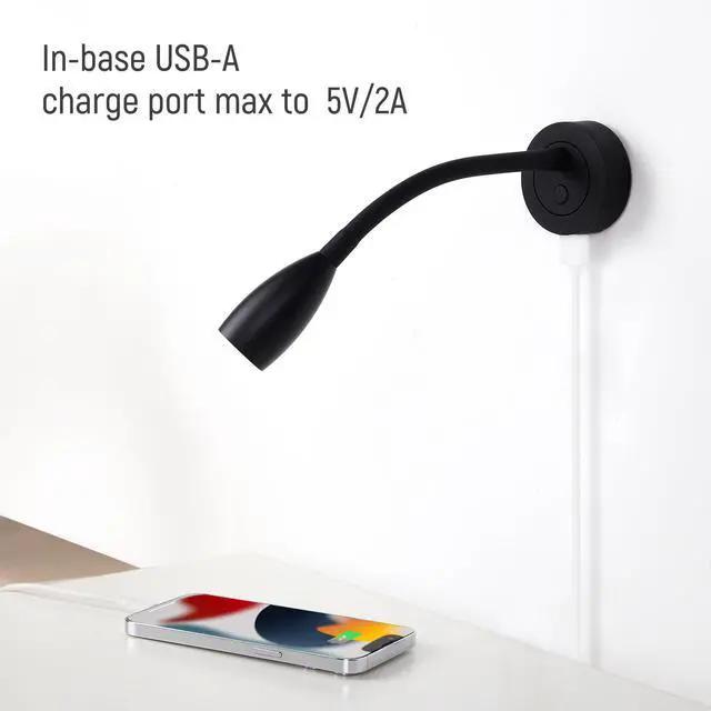 Alt view image 4 of 7 - 12V LED Dimmable Reading Light 2 Pack, RV Bedside Reading Lamp with USB Charger 12 Volt Flexible Neck Wall Lamp for Camper Van Travel Trailer Truck Boat Interior Lighting
