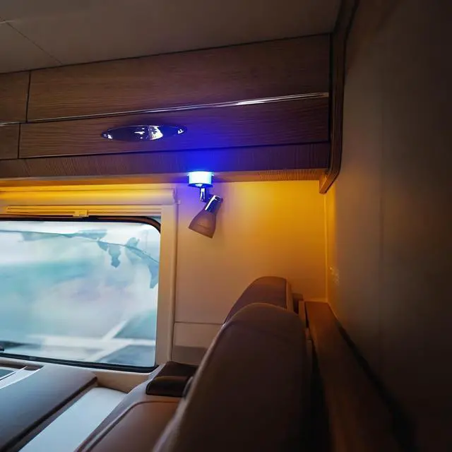 Alt view image 6 of 6 - 2 Pk Small 12V Boat Reading Light with USB Port Marine Brass Cabin Bedside LED Lamp Dimmable Touch Switch Install Indoor RV Camper Caravan Motorhome Bedroom Wall Light Adjustable