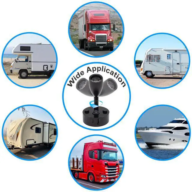 Alt view image 7 of 7 - 2-PCS RV Reading Lights 12V Interior with USB-A & USB-C Charging Ports, Rotatable Camper LED Light Fixture, RV Bedside Light for Motorhome, Camper, Travel Traile, Boat and Van