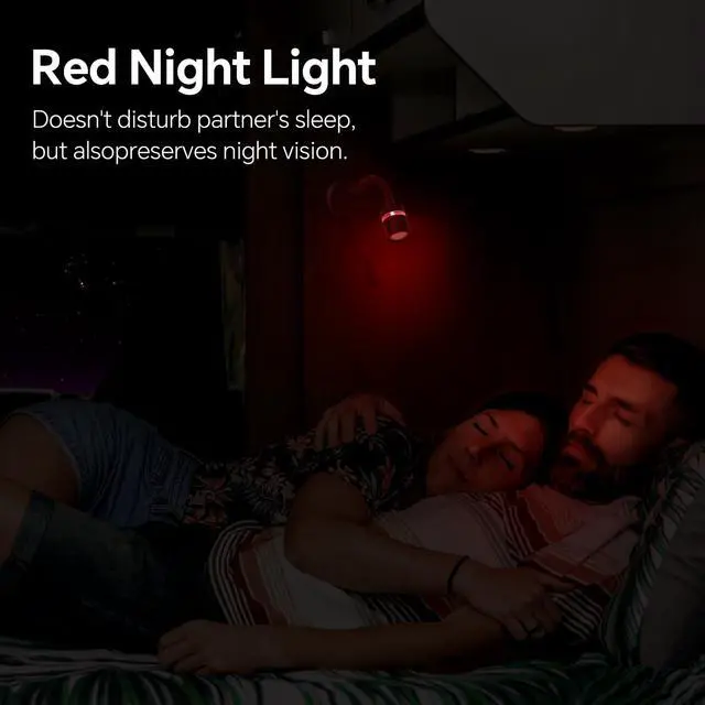 Alt view image 5 of 7 - 12V LED Reading Light, RV Dimmable Reading Lamp with 20W USB-C Charger Red Nightlight & Steel Flexible Neck Light for Boat Camper Van Trailer Interior, Surface Mount, 2-Pack (Standard)