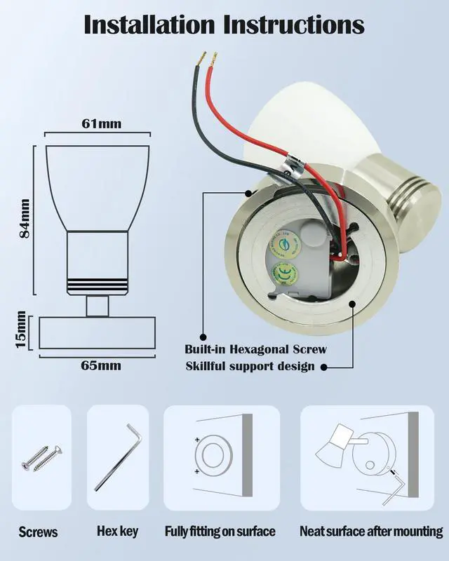 Alt view image 4 of 7 - RV Interior Lights LED 12V Fixtures Dimmable Boat Reading Lamp 12 Volts 3W Wall Sconce LED for Marine Caravan Camper Van Indoor Warm White Sconces Lighting