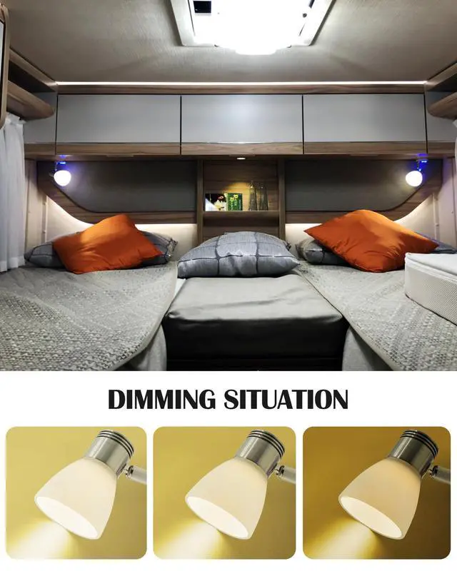 Alt view image 6 of 7 - RV Interior Lights LED 12V Fixtures Dimmable Boat Reading Lamp 12 Volts 3W Wall Sconce LED for Marine Caravan Camper Van Indoor Warm White Sconces Lighting