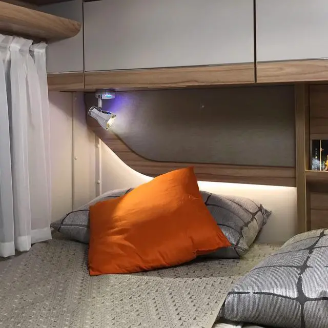Alt view image 4 of 7 - 3W RV Stepless Dimmable Reading Light for Boat 12V Interior Lights Camper Caravan Vehicle Motorhome Bedside Lamp DC 10-30V Warm White, Polished Chrome, with Built-in Touch Switch