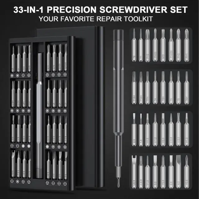 Alt view image 2 of 7 - Precision Screwdriver Set 33-In-1 Small Screwdriver Set,Mini Screwdriver Kit Magnetic Professional Electronic Repair Tool for PC,Computer,Laptop,Iphone,Cell Phone,MacBook,Tablet,Watch,Glasses
