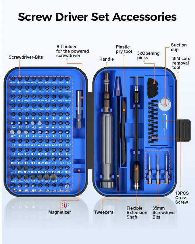 Alt view image 6 of 7 - Precision Screwdriver Set, 150 in 1 Electronics Tool Kit with 120 Bits Magnetic Screwdriver Set & 30-Bit Magnetic Set Handy Repair Tool for Computer Phone Watch Camera Laptop, Blue