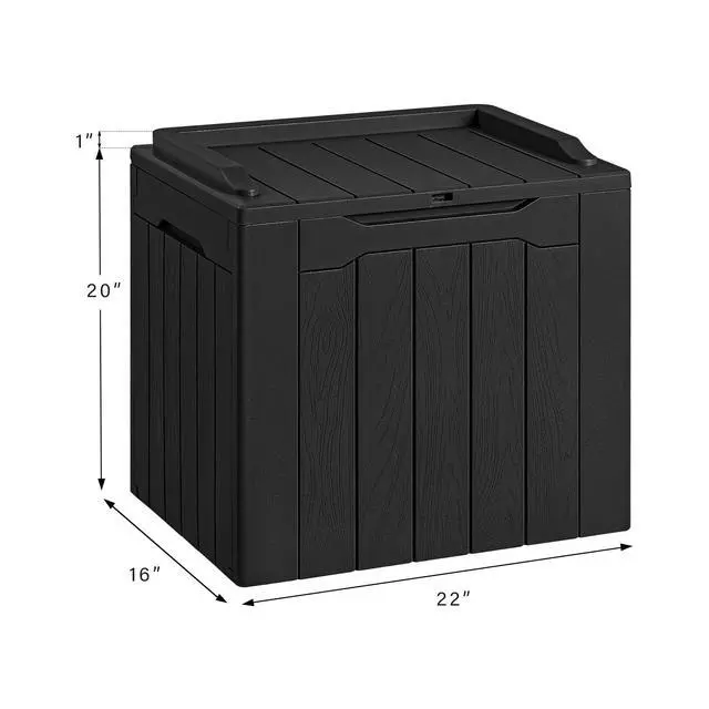 Alt view image 7 of 7 - 30 Gallon Resin Deck Box Waterproof Outdoor Storage Box for Patio Furniture Pool Accessories Indoor Storage for Cushion Garden Tools (30 Gallon, Black)