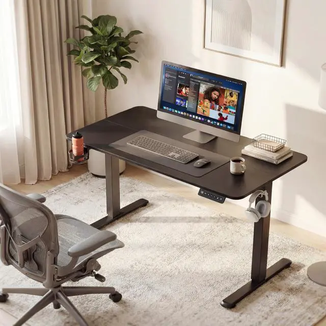 Alt view image 6 of 7 - Electric Standing Desk, 45 x 24 Inches Height Adjustable Sit Stand up Desk, Memory Preset Computer Home Office Desks with Sturdy Metal Frame, Phone Stand Cable Management Hole (Black, 45'')
