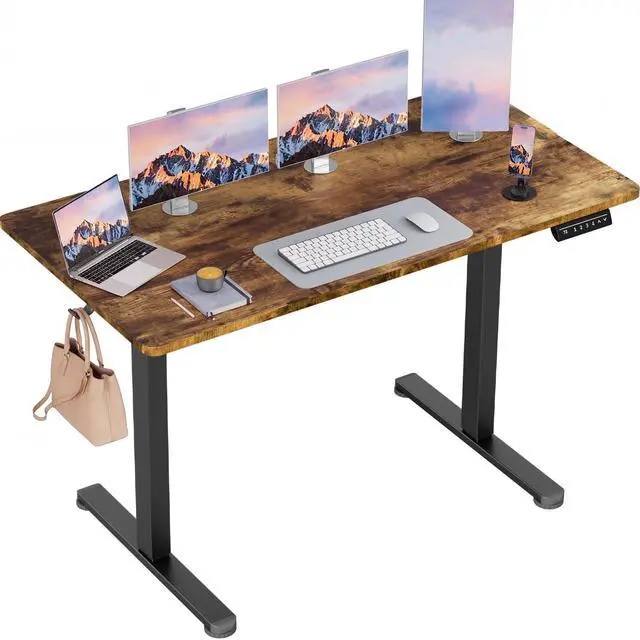 Main image of Electric Standing Desk, 45 x 24 Inches Sit Stand up Desk, Sit Stand Height Adjustable Home Office Desk with 4 Height Position Memory (Rustic Brown, 45)