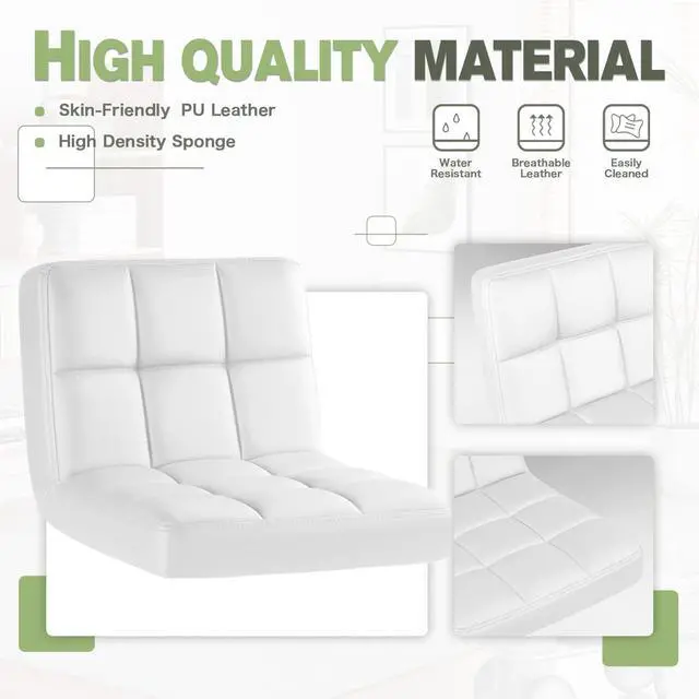 Alt view image 5 of 7 - Bar Stools Modern Pu Leather Swivel Adjustable Hydraulic Bar Stool Square Counter Height Stool Set of 2 (White)