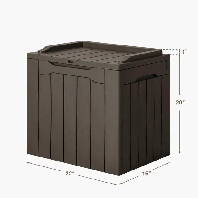 Alt view image 7 of 7 - 31 Gallon Resin Deck Box Waterproof Indoor Outdoor Storage Boxes for Patio Furniture Cushions and Garden Tools (Brown)