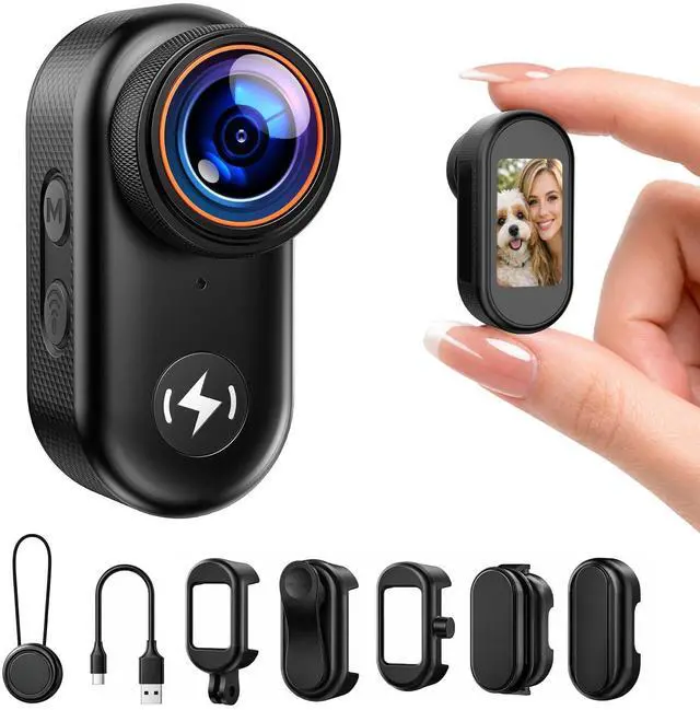 Main image of 4K Mini Body Camera with 64GB Card, WiFi Thumb Action Camera with 1.47" Screen, Magnetic Mount Wearable POV Cameras for TikTok YouTube Vlogging, Motorcycle