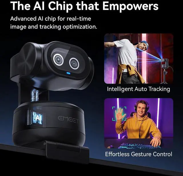 Alt view image 5 of 7 - PIXY Dual-Camera AI-Powered PTZ Camera 4K with Tripod, AI Tracking, PDAF&AI Autofocus 0.2s, 1/2.55'' Sony Sensor, 3 Mics, Presets, 4K Webcam for Streaming, OBS/Twitch/Switch 2 Compatible