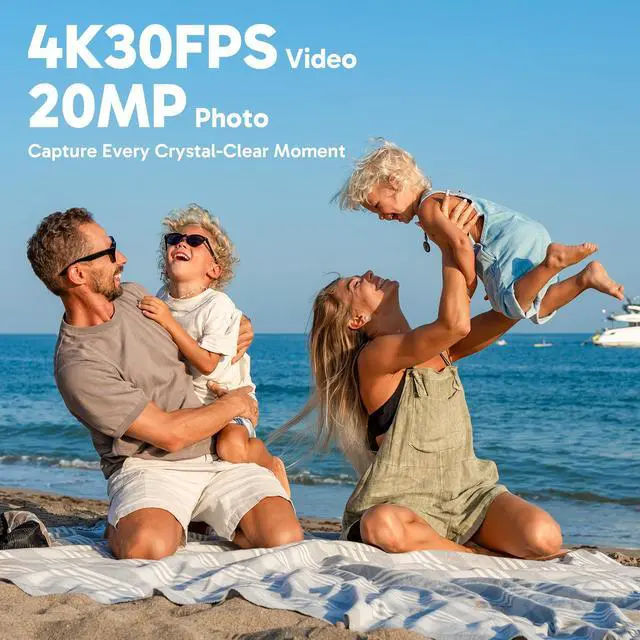 Alt view image 2 of 7 - Brave 4 Action Camera 4K 30fps Ultra Hd Video 20MP Photo, EIS, WiFi Remote Control, 2X Batteries, Waterproof Underwater Camera for Snorkel, Travel, Motorcycle, Bicycle, Helmet Accessories Kit