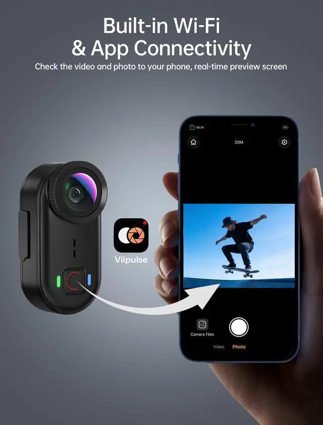 Alt view image 4 of 7 - 4K Mini Body Action Cameras POV Body Cam, 64GB Sports Camera with Audio Video Recording, Portable WiFi Magnetic Wearable Waterproof Thumb Camera for Motorcycle Vlogging Skiing Cycling Hiking-Black