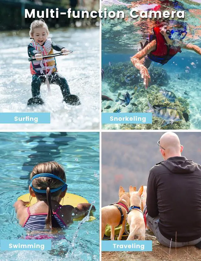 Alt view image 6 of 7 - Underwater Camera 4K 48MP Autofocus Selfie Dual Screen Waterproof Camera with Floating Strap and 32GB Card, 17FT Compact Waterproof Digital Camera, Fill Light Underwater Camera for Snorkeling