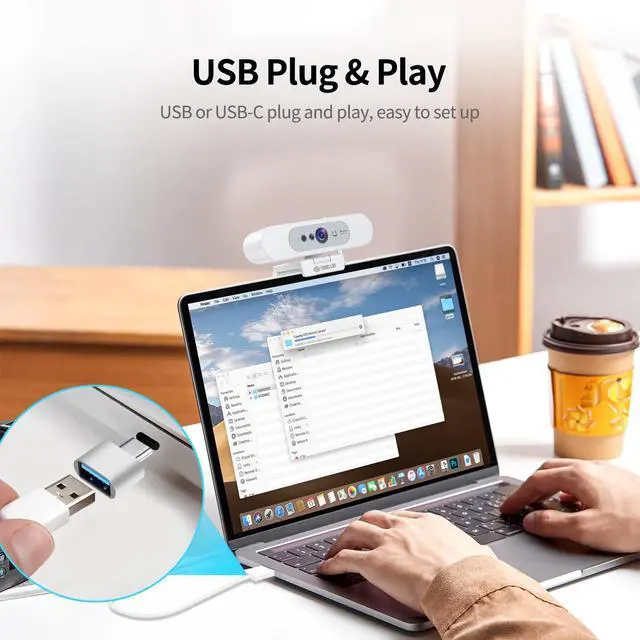 Alt view image 7 of 7 - 4K UHD Webcam for PC, Windows Hello Compatible Web Camera, Facial Recognition, Autofocus, Built-in Mic & Privacy Shutter, USB Webcam for Laptop/Desktop, Online Meetings, Streaming, Video Calls