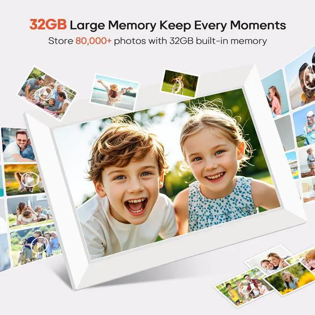 Alt view image 3 of 7 - 10.1 Inch WiFi Digital Photo Frame via Frameo App, 1280x800 HD IPS Touch Screen Electric Picture Frame Display, 32GB Storage, Auto-Rotate, Wall Mountable, Share Photos/Videos Instantly