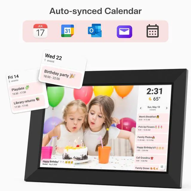 Alt view image 5 of 7 - Frameo 10.1 Inch WiFi Digital Picture Frame, Smart Cloud Electronic Photo Frame with HD IPS Touch Screen Slideshow 32GB Memory Auto-Rotate Wall Mount, Share Photos/Videos from Phone - Gifts for Mom