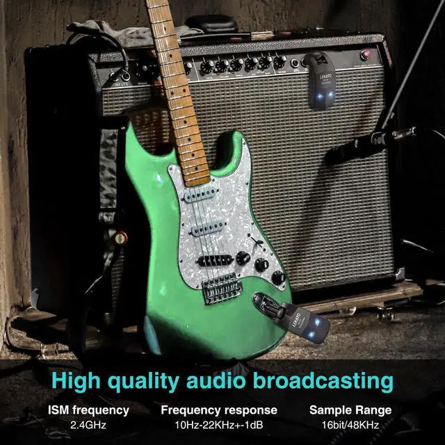 Alt view image 7 of 7 - Wireless Guitar System 2.4GHz Audio Guitar Transmitter Receiver with 4 Channels Rechargeable Guitar Wireless System for Guitar Bass Electric Instruments Practise/Performance(WS-80)