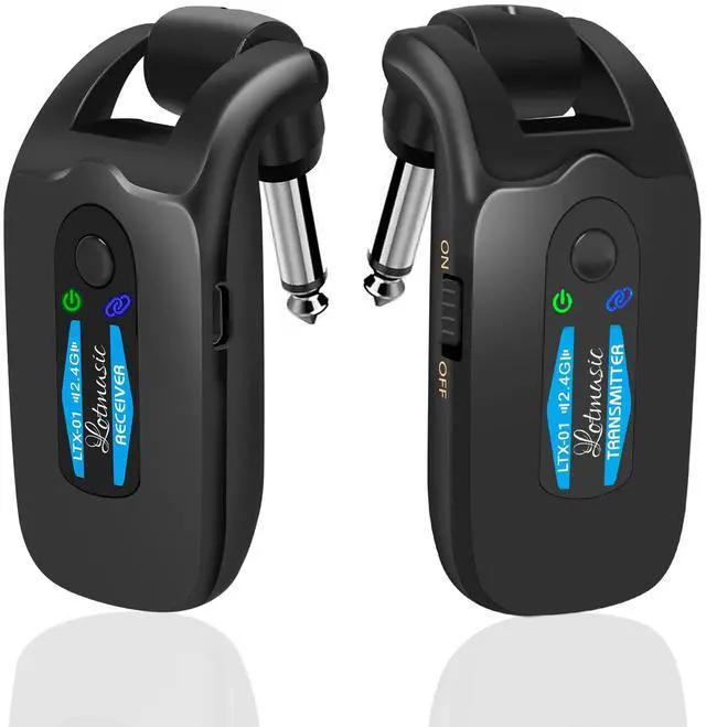 Main image of 2.4GHZ Wireless Guitar System, Rechargeable Digital Wireless Guitar Transmitter Receiver with 4 Channels and Over 10 Hours Long Battery Endurance for Electric Guitar Bass