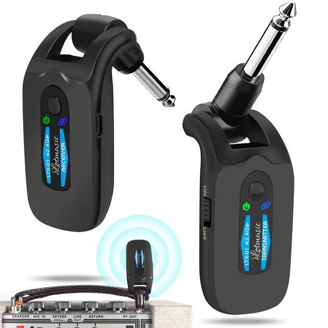 Alt view image 2 of 7 - 2.4GHZ Wireless Guitar System, Rechargeable Digital Wireless Guitar Transmitter Receiver with 4 Channels and Over 10 Hours Long Battery Endurance for Electric Guitar Bass