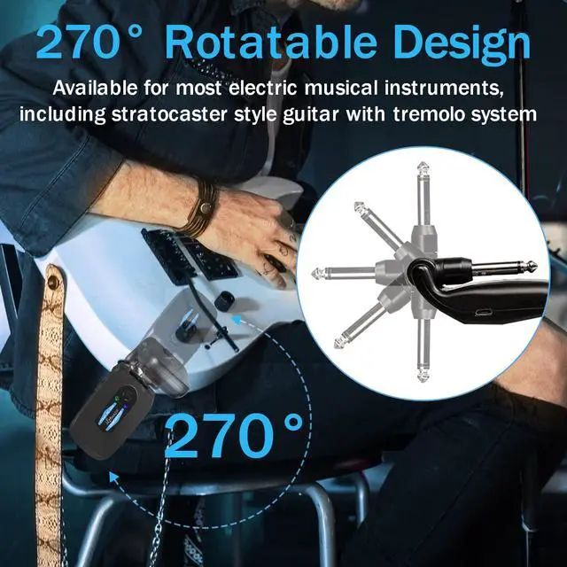 Alt view image 3 of 7 - 2.4GHZ Wireless Guitar System, Rechargeable Digital Wireless Guitar Transmitter Receiver with 4 Channels and Over 10 Hours Long Battery Endurance for Electric Guitar Bass