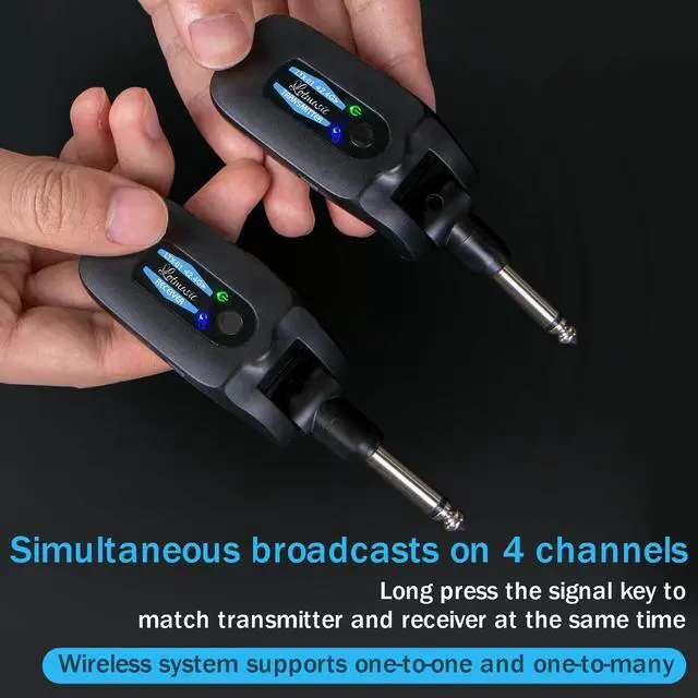 Alt view image 4 of 7 - 2.4GHZ Wireless Guitar System, Rechargeable Digital Wireless Guitar Transmitter Receiver with 4 Channels and Over 10 Hours Long Battery Endurance for Electric Guitar Bass