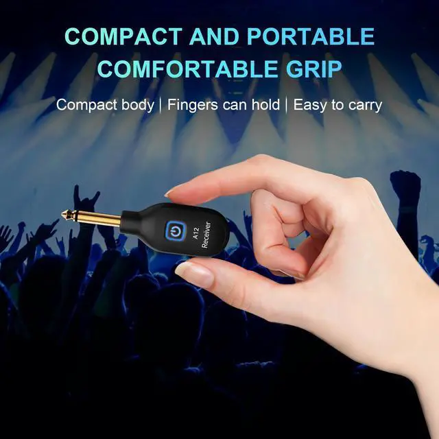 Alt view image 6 of 7 - A12 Wireless Guitar Transmitter Receiver - 2.4GHz System, 24-bit 48KHz Audio, 100ft Range, No Latency, Rechargeable, Easy Pairing for Electric Guitar & Bass - Accessories (1TX+1RX)