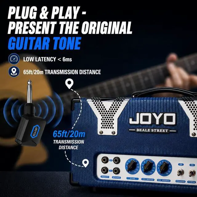 Alt view image 6 of 7 - 5.8Ghz Wireless Guitar Transmitter Receiver Guitar System with Charging Box for Electric Guitar Bass 4 Audio Channels (JW-06)